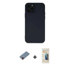 ieg™ iPhone 12 Pro Kılıf Çekirdek Modern Serisi - Siyah 6D Mat Seramik Hayalet Nano Ekran Koruyucu + Metal Kamera Lens Koruma Cam - KI