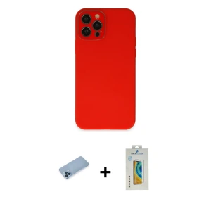 ieg™ iPhone 12 Pro Kılıf Çekirdek Modern Serisi - Siyah Polymer Nano Ekran Koruyucu + Shine Kamera Lens Koruma Cam - MI