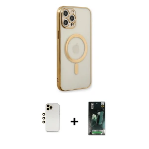 ieg™ iPhone 12 Pro Kılıf Doruk Minimal - Siyah 360 Mat Full Body Arka Koruyucu + Shine Kamera Lens - GD