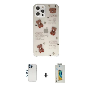 ieg™ iPhone 12 Pro Kılıf Eksen Asil Prime - Siyah Polymer Nano Ekran Koruyucu + Shine Kamera Lens - MI