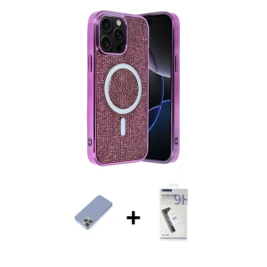 ieg™ iPhone 12 Pro Kılıf Eksen Çizgi - Şeffaf Uv Polymer Nano Ekran Koruyucu + Metal Kamera Lens Koruma Cam - KUYL