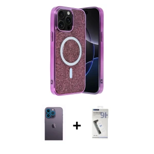 ieg™ iPhone 12 Pro Kılıf Eksen Çizgi - Şeffaf Uv Polymer Nano Ekran Koruyucu + Neon Fosforlu Kamera Lens - MI