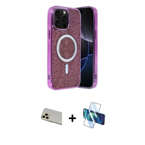 ieg™ iPhone 12 Pro Kılıf Eksen Çizgi - Siyah 3D Antistatik Seramik Nano Ekran Koruyucu + Rainbow Kamera Lens Koruma Cam - GD