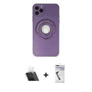 ieg™ iPhone 12 Pro Kılıf Eksen Klasik Prime - Şeffaf Uv Polymer Nano Ekran Koruyucu + Kamera Lens Koruma Cam - SF