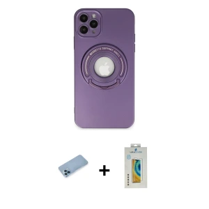 ieg™ iPhone 12 Pro Kılıf Eksen Klasik Prime - Siyah Polymer Nano Ekran Koruyucu + Shine Kamera Lens Koruma Cam - MI