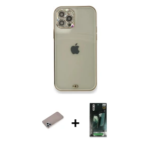 ieg™ iPhone 12 Pro Kılıf Eksen Minimal Koleksiyonu - Şeffaf 360 Full Body Arka Koruyucu + Shine Kamera Lens Koruma Cam - SABE