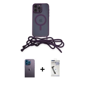 ieg™ iPhone 12 Pro Kılıf Eksen Özel Seri - Şeffaf Uv Polymer Nano Ekran Koruyucu + Neon Fosforlu Kamera Lens - MI