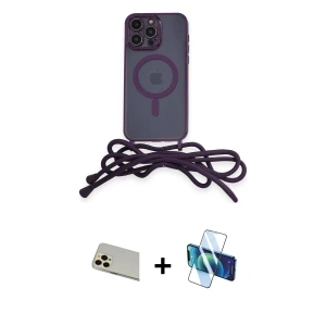 ieg™ iPhone 12 Pro Kılıf Eksen Özel Seri - Siyah 3D Antistatik Seramik Nano Ekran Koruyucu + Rainbow Kamera Lens Koruma Cam - GD