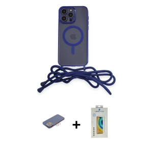 ieg™ iPhone 12 Pro Kılıf Eksen Özel Seri - Siyah Polymer Nano Ekran Koruyucu + Renkli Kamera Lens Koruma Cam - PE