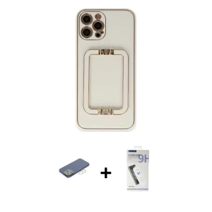 ieg™ iPhone 12 Pro Kılıf Kozmos Minimal Prime - Şeffaf Uv Polymer Nano Ekran Koruyucu + Renkli Kamera Lens Koruma Cam - YL