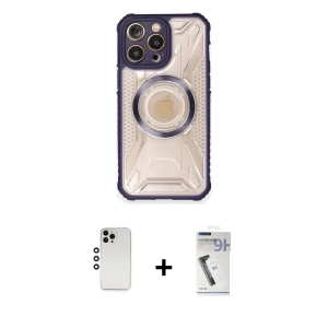 ieg™ iPhone 12 Pro Kılıf Kutup Modern - Şeffaf Uv Polymer Nano Ekran Koruyucu + Shine Kamera Lens - GS