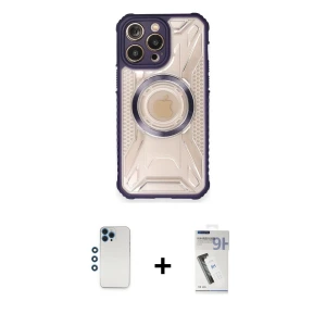 ieg™ iPhone 12 Pro Kılıf Kutup Modern - Şeffaf Uv Polymer Nano Ekran Koruyucu + Shine Kamera Lens - MI