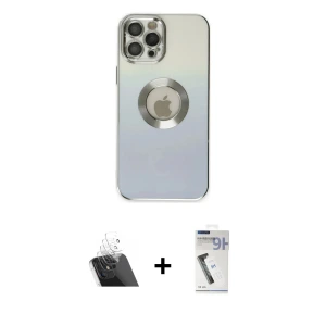ieg™ iPhone 12 Pro Kılıf Kutup Yansıma Özel Seri - Şeffaf Uv Polymer Nano Ekran Koruyucu + Kamera Lens Koruma Cam - SF
