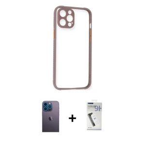ieg™ iPhone 12 Pro Kılıf Nova Asil Özel Seri - Şeffaf Uv Polymer Nano Ekran Koruyucu + Neon Fosforlu Kamera Lens - MI