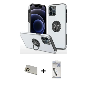 ieg™ iPhone 12 Pro Kılıf Odak Form Prime - Şeffaf Uv Polymer Nano Ekran Koruyucu + Rainbow Kamera Lens Koruma Cam - GD