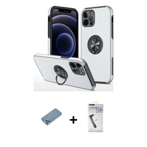 ieg™ iPhone 12 Pro Kılıf Odak Form Prime - Şeffaf Uv Polymer Nano Ekran Koruyucu + Shine Kamera Lens Koruma Cam - GS