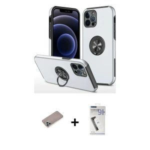 ieg™ iPhone 12 Pro Kılıf Odak Form Prime - Şeffaf Uv Polymer Nano Ekran Koruyucu + Shine Kamera Lens Koruma Cam - SABE