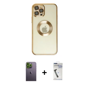 ieg™ iPhone 12 Pro Kılıf Pusula Form - Şeffaf Uv Polymer Nano Ekran Koruyucu + Neon Fosforlu Kamera Lens - YL