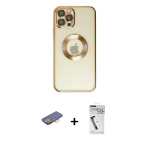 ieg™ iPhone 12 Pro Kılıf Pusula Form - Şeffaf Uv Polymer Nano Ekran Koruyucu + Renkli Kamera Lens Koruma Cam - TU