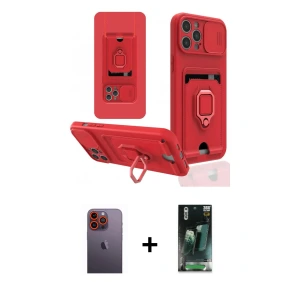 ieg™ iPhone 12 Pro Kılıf Vadi Form Prime - Siyah 360 Mat Full Body Arka Koruyucu + Neon Fosforlu Kamera Lens - TU