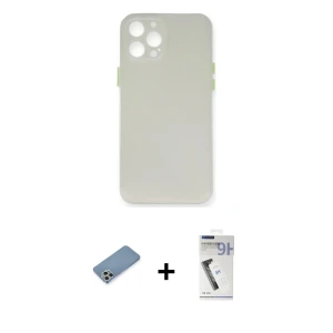 ieg™ iPhone 12 Pro Kılıf Yadigar Yansıma Serisi - Şeffaf Uv Polymer Nano Ekran Koruyucu + Shine Kamera Lens Koruma Cam - GS