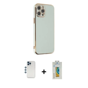 ieg™ iPhone 12 Pro Kılıf Yankı Serisi - Siyah Polymer Nano Ekran Koruyucu + Shine Kamera Lens - MI