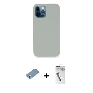 ieg™ iPhone 12 Pro Kılıf Zirve Modern Özel Seri - Şeffaf Uv Polymer Nano Ekran Koruyucu + Shine Kamera Lens Koruma Cam - GS