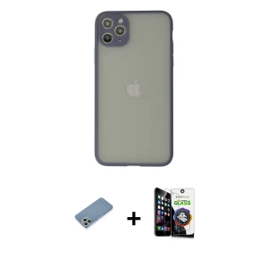ieg™ iPhone 12 Pro Max Kılıf Ahenk Çizgi Serisi - Şeffaf Temperli Cam Ekran Koruyucu + Shine Kamera Lens Koruma Cam - GS