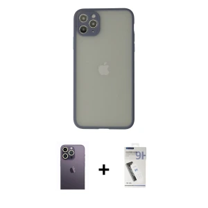 ieg™ iPhone 12 Pro Max Kılıf Ahenk Çizgi Serisi - Şeffaf Uv Polymer Nano Ekran Koruyucu + Neon Fosforlu Kamera Lens - BZ