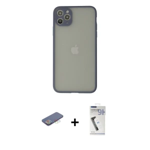 ieg™ iPhone 12 Pro Max Kılıf Ahenk Çizgi Serisi - Şeffaf Uv Polymer Nano Ekran Koruyucu + Renkli Kamera Lens Koruma Cam - MI