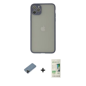 ieg™ iPhone 12 Pro Max Kılıf Ahenk Çizgi Serisi - Siyah 20D Premium Cam Ekran Koruyucu + Shine Kamera Lens Koruma Cam - SH