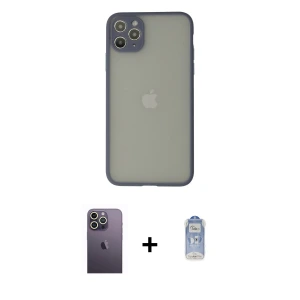 ieg™ iPhone 12 Pro Max Kılıf Ahenk Çizgi Serisi - Siyah Joko Magic 5D Cam + Neon Fosforlu Kamera Lens - BZ