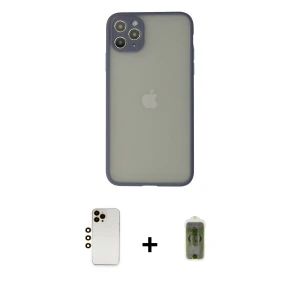 ieg™ iPhone 12 Pro Max Kılıf Ahenk Çizgi Serisi - Siyah Joko Magic 5D Hayalet Cam + Shine Kamera Lens - GD
