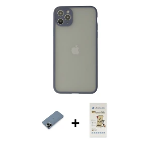 ieg™ iPhone 12 Pro Max Kılıf Ahenk Çizgi Serisi - Siyah Mat Seramik Nano Ekran Koruyucu + Shine Kamera Lens Koruma Cam - SH