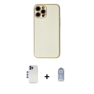 ieg™ iPhone 12 Pro Max Kılıf Ahenk Işık - Siyah Joko Magic 5D Cam + Shine Kamera Lens - LT