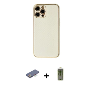 ieg™ iPhone 12 Pro Max Kılıf Ahenk Işık - Siyah Joko Magic 5D Hayalet Cam + Renkli Kamera Lens Koruma Cam - MI