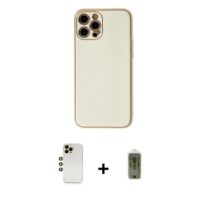 ieg™ iPhone 12 Pro Max Kılıf Ahenk Işık - Siyah Joko Magic 5D Hayalet Cam + Shine Kamera Lens - GD
