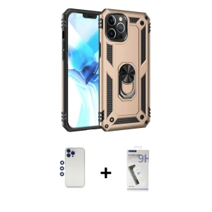 ieg™ iPhone 12 Pro Max Kılıf Ahenk Klasik Koleksiyonu - Şeffaf Uv Polymer Nano Ekran Koruyucu + Shine Kamera Lens - LT