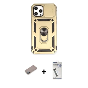ieg™ iPhone 12 Pro Max Kılıf Ahenk Klasik - Şeffaf Uv Polymer Nano Ekran Koruyucu + Shine Kamera Lens Koruma Cam - SABE