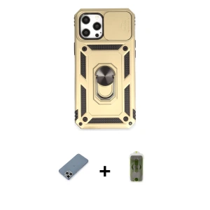 ieg™ iPhone 12 Pro Max Kılıf Ahenk Klasik - Siyah Joko Magic 5D Hayalet Cam + Metal Kamera Lens Koruma Cam - GS