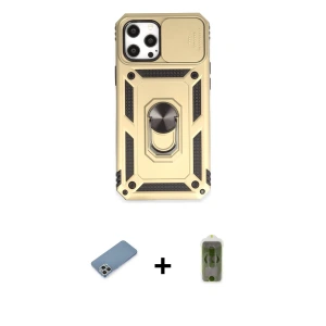 ieg™ iPhone 12 Pro Max Kılıf Ahenk Klasik - Siyah Joko Magic 5D Hayalet Cam + Shine Kamera Lens Koruma Cam - GS