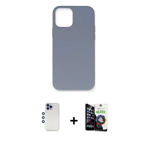 ieg™ iPhone 12 Pro Max Kılıf Ahenk Serisi - Şeffaf Temperli Cam Ekran Koruyucu + Shine Kamera Lens - LT