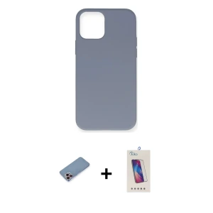 ieg™ iPhone 12 Pro Max Kılıf Ahenk Serisi - Siyah Joko 5D Cam + Shine Kamera Lens Koruma Cam - PE