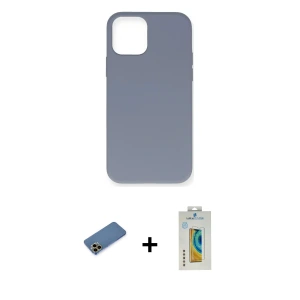 ieg™ iPhone 12 Pro Max Kılıf Ahenk Serisi - Siyah Polymer Nano Ekran Koruyucu + Shine Kamera Lens Koruma Cam - GD