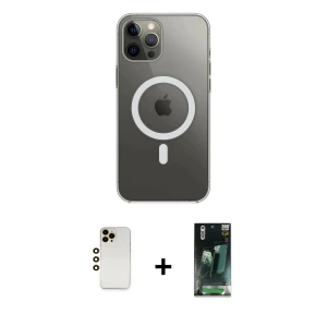 ieg™ iPhone 12 Pro Max Kılıf Ahenk Yansıma Prime - Şeffaf 360 Full Body Arka Koruyucu + Shine Kamera Lens - GD