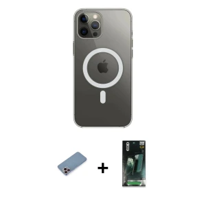 ieg™ iPhone 12 Pro Max Kılıf Ahenk Yansıma Prime - Şeffaf 360 Full Body Arka Koruyucu + Shine Kamera Lens Koruma Cam - PE