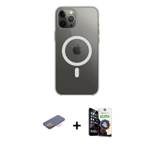 ieg™ iPhone 12 Pro Max Kılıf Ahenk Yansıma Prime - Şeffaf Temperli Cam Ekran Koruyucu + Renkli Kamera Lens Koruma Cam - TU