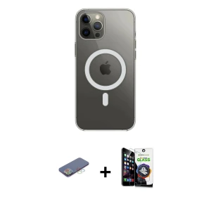 ieg™ iPhone 12 Pro Max Kılıf Ahenk Yansıma Prime - Şeffaf Temperli Cam Ekran Koruyucu + Renkli Kamera Lens Koruma Cam - MI