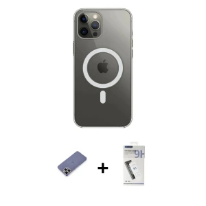 ieg™ iPhone 12 Pro Max Kılıf Ahenk Yansıma Prime - Şeffaf Uv Polymer Nano Ekran Koruyucu + Metal Kamera Lens Koruma Cam - GD