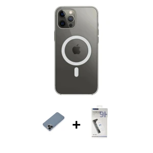 ieg™ iPhone 12 Pro Max Kılıf Ahenk Yansıma Prime - Şeffaf Uv Polymer Nano Ekran Koruyucu + Metal Kamera Lens Koruma Cam - SH